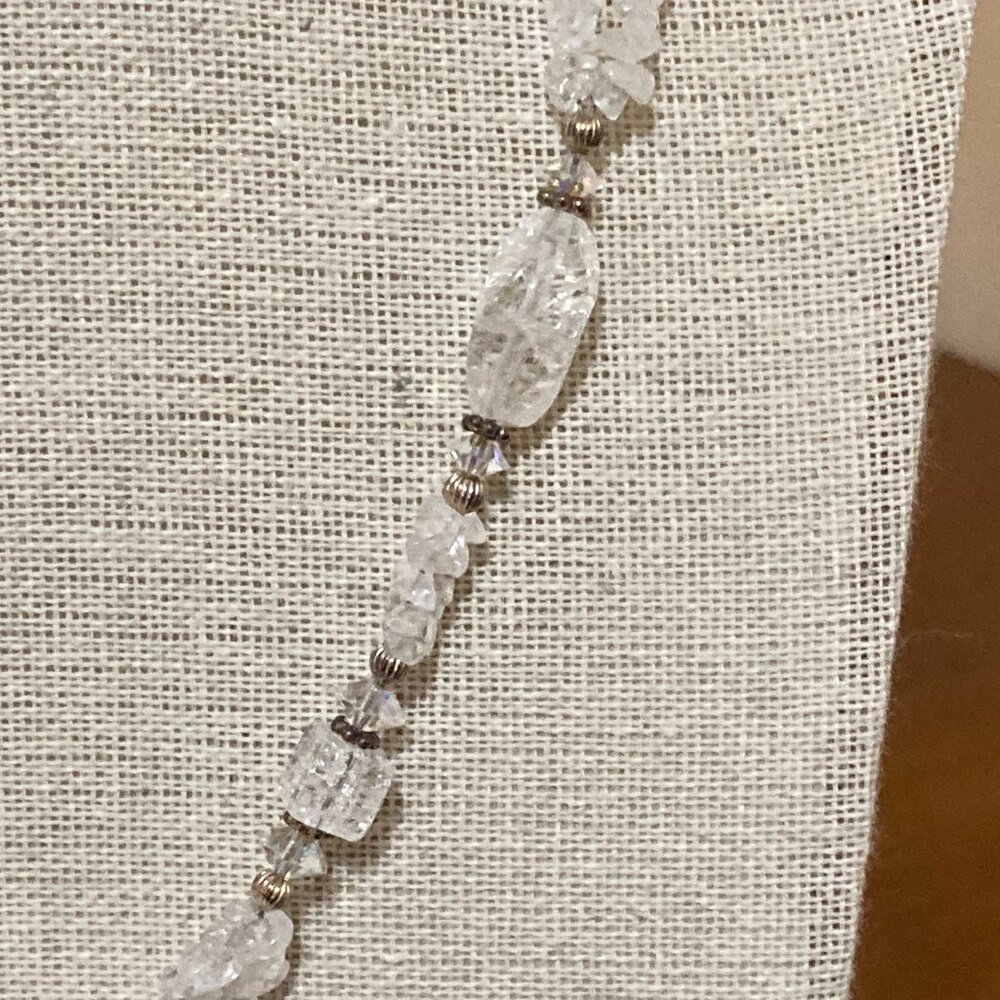 White Quartz and Crystal Necklace 18" Sterling Silver - Picture 4 of 9